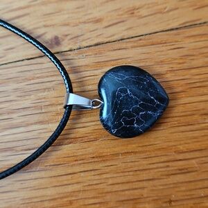 Heart-Shaped Black Obsidian Pendant Necklace